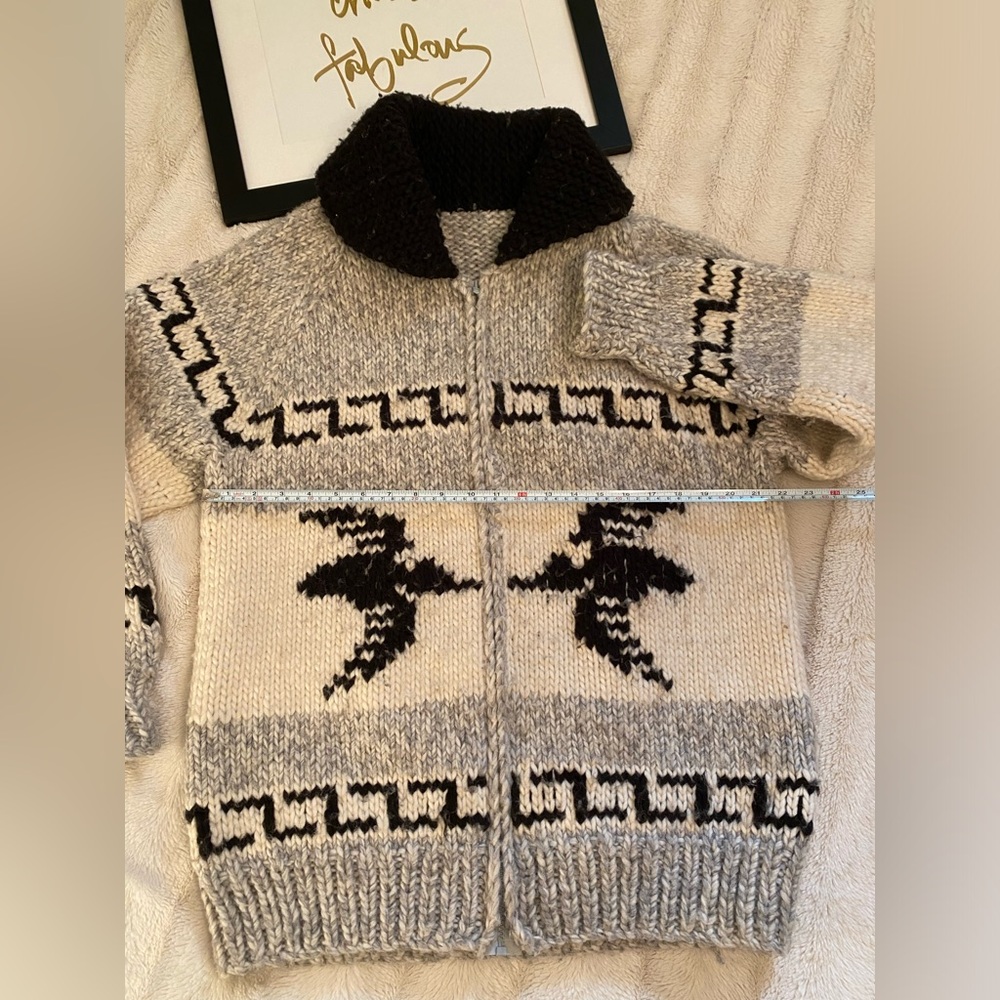 Cowichan Wool Loon Cardigan Large/XL Excel Vintage Used Cond Canadiana Hand Knit - Picture 12 of 16